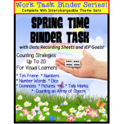 Autism Work Task Binder with Data: Counting to 20 SPRING THEME Special Education